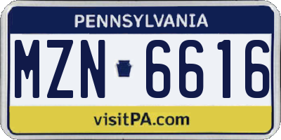 PA license plate MZN6616