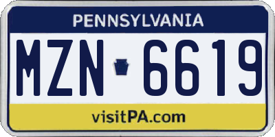 PA license plate MZN6619