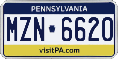 PA license plate MZN6620