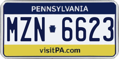 PA license plate MZN6623