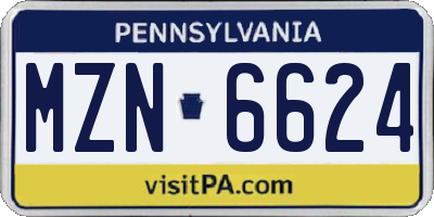 PA license plate MZN6624