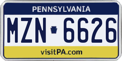 PA license plate MZN6626