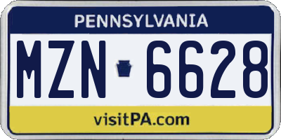 PA license plate MZN6628