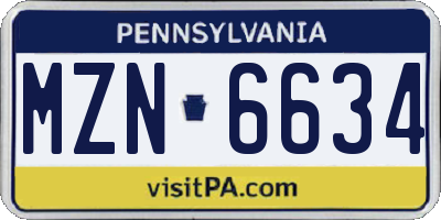 PA license plate MZN6634