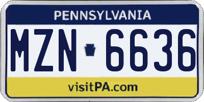 PA license plate MZN6636