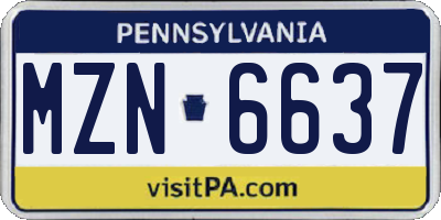 PA license plate MZN6637