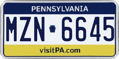 PA license plate MZN6645