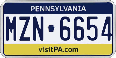 PA license plate MZN6654
