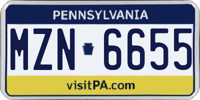 PA license plate MZN6655