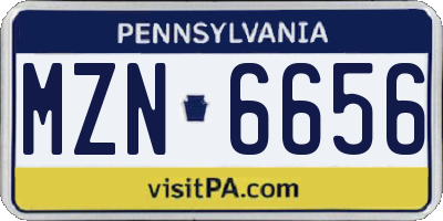 PA license plate MZN6656