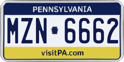 PA license plate MZN6662