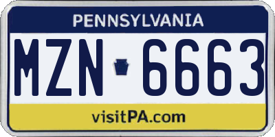 PA license plate MZN6663