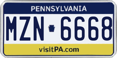 PA license plate MZN6668