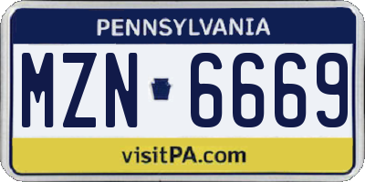 PA license plate MZN6669