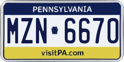 PA license plate MZN6670