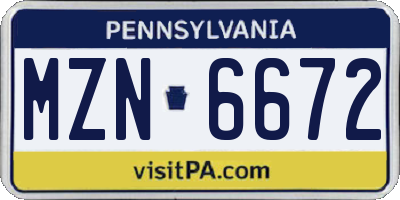 PA license plate MZN6672