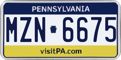 PA license plate MZN6675