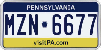 PA license plate MZN6677