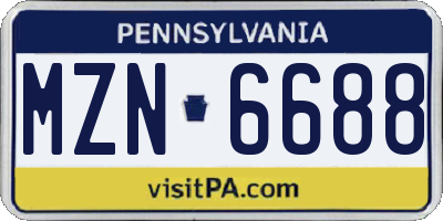 PA license plate MZN6688