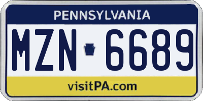PA license plate MZN6689