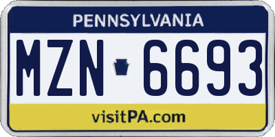 PA license plate MZN6693