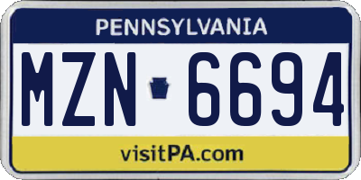 PA license plate MZN6694