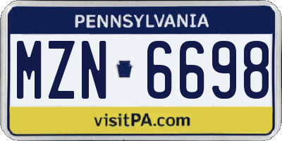 PA license plate MZN6698