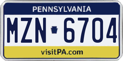 PA license plate MZN6704