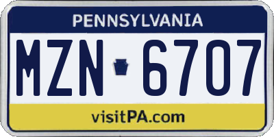 PA license plate MZN6707