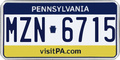 PA license plate MZN6715