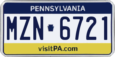 PA license plate MZN6721