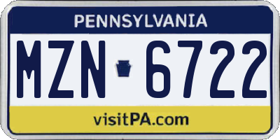 PA license plate MZN6722