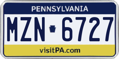 PA license plate MZN6727