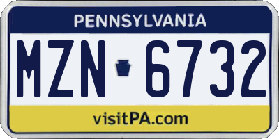 PA license plate MZN6732