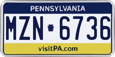 PA license plate MZN6736