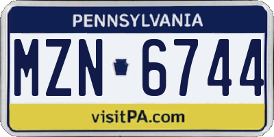 PA license plate MZN6744