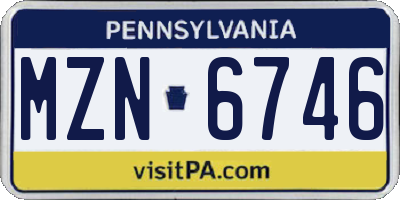 PA license plate MZN6746