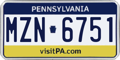 PA license plate MZN6751
