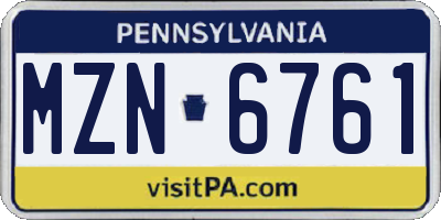 PA license plate MZN6761
