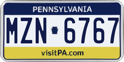 PA license plate MZN6767