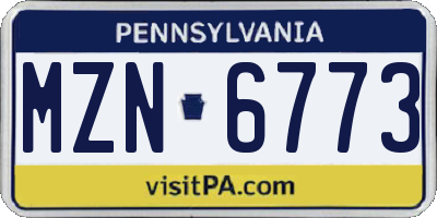 PA license plate MZN6773