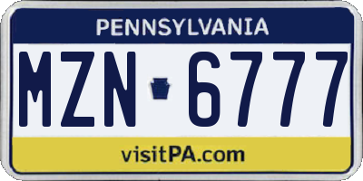 PA license plate MZN6777