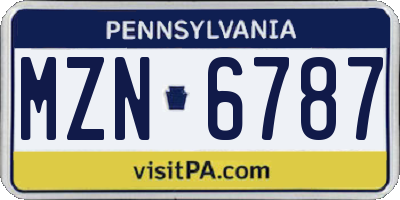 PA license plate MZN6787