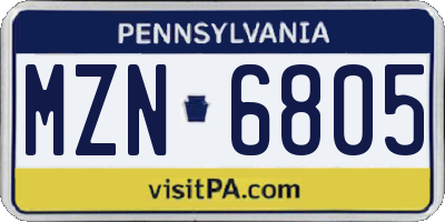 PA license plate MZN6805