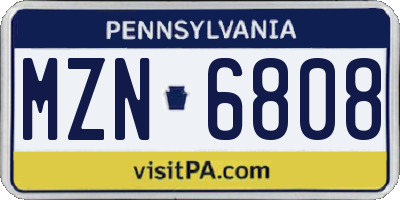 PA license plate MZN6808