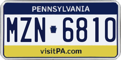 PA license plate MZN6810