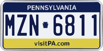 PA license plate MZN6811