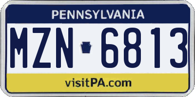 PA license plate MZN6813