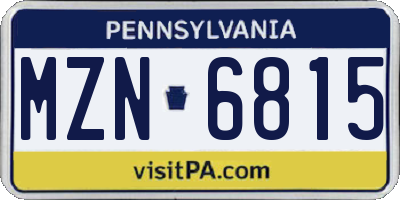 PA license plate MZN6815