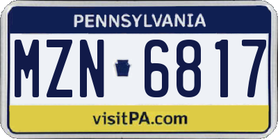PA license plate MZN6817